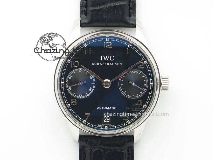 MIROTIME 0409 Packable Portuguese IW358304 ZF 1:1 Best Edition SS White Dial Blue Markers on Leather Strap A 7079